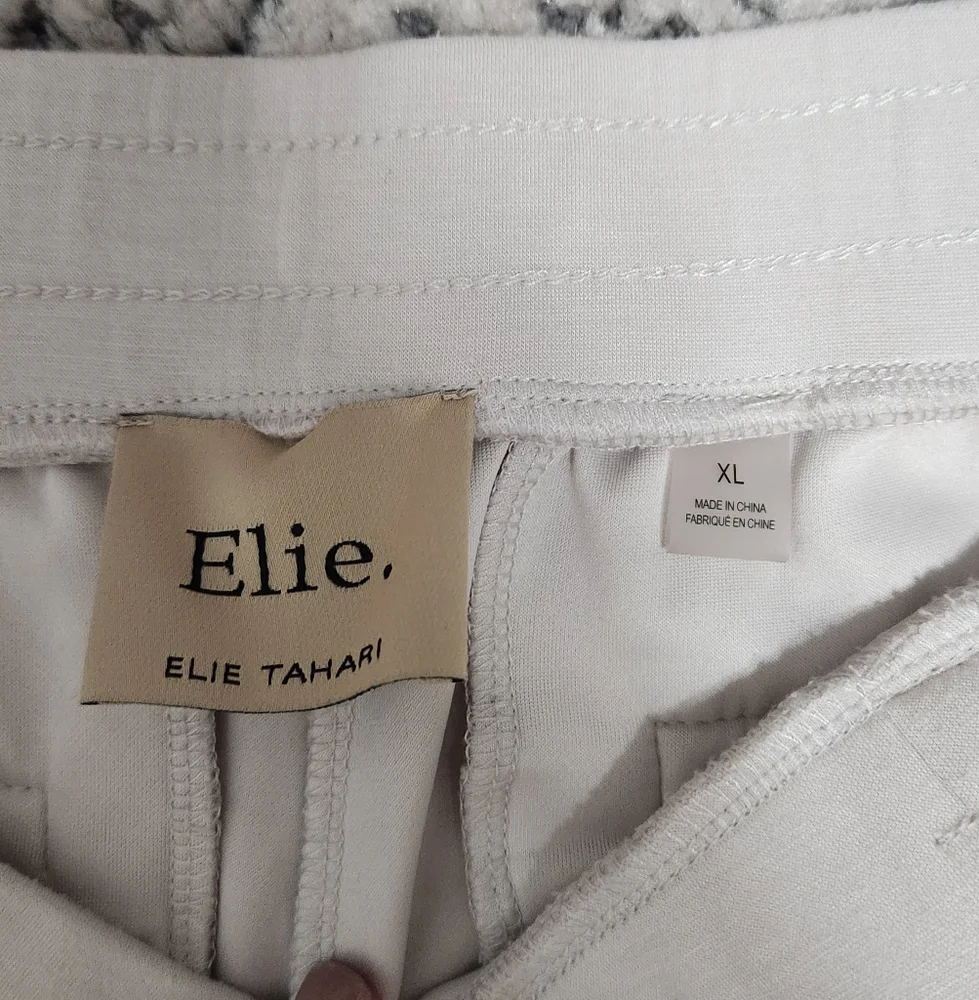 Elie Tahari Cream Wide Leg Pull-On Pants XL Modal Blend Pockets Soft Lounge